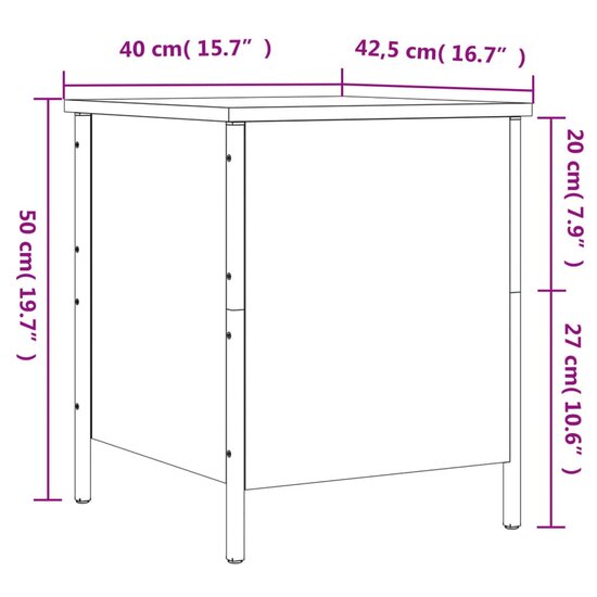 Opbergbankje 40X42,5X50 Cm Bewerkt Hout Kleurig 40 x 42.5 x 50 cm Gerookt eiken