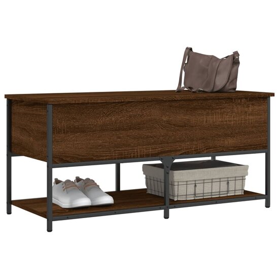 Opbergbankje 100X42,5X47 Cm Bewerkt Hout 100 x 42.5 x 47 cm bruin eikenkleur