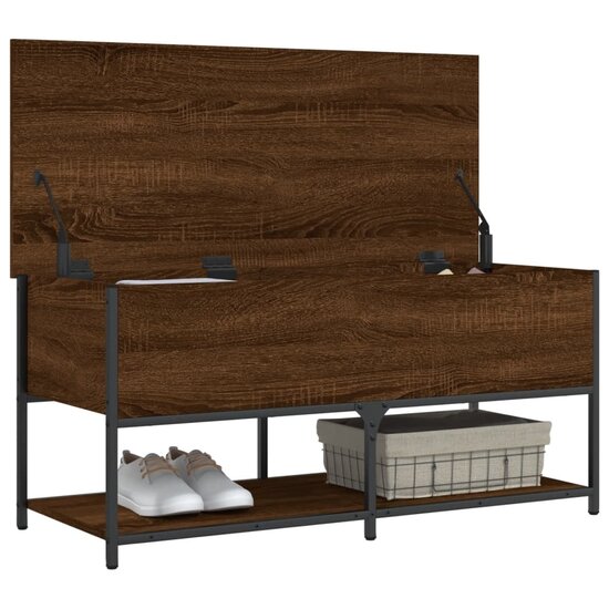 Opbergbankje 100X42,5X47 Cm Bewerkt Hout 100 x 42.5 x 47 cm bruin eikenkleur