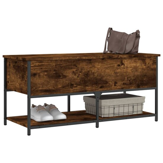 Opbergbankje 100X42,5X47 Cm Bewerkt Hout Kleurig 100 x 42.5 x 47 cm Gerookt eiken