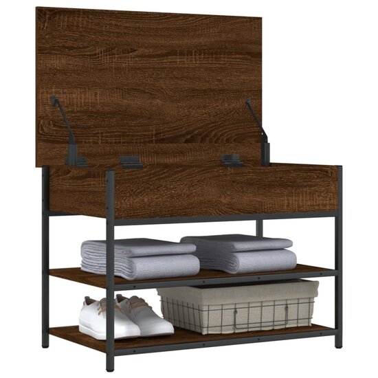 Schoenenbankje 70X42,5X50 Cm Bewerkt Hout 70 x 42.5 x 50 cm bruin eikenkleur