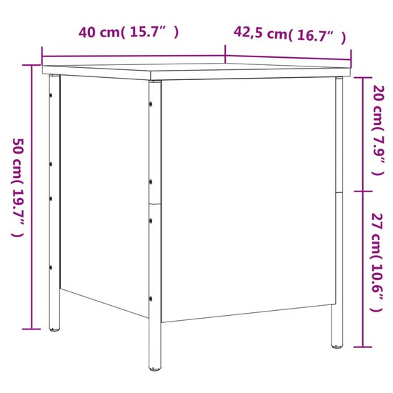 Opbergbankje 40X42,5X50 Cm Bewerkt Hout Eikenkleur 40 x 42.5 x 50 cm Grijs sonoma