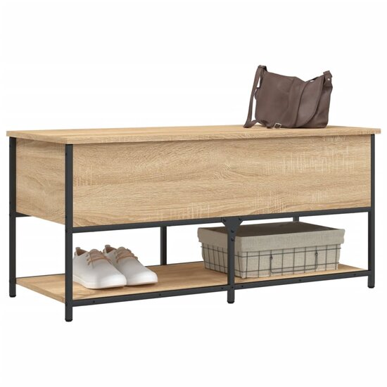 Opbergbankje 100X42,5X47 Cm Bewerkt Hout Kleurig 100 x 42.5 x 47 cm Sonoma eiken