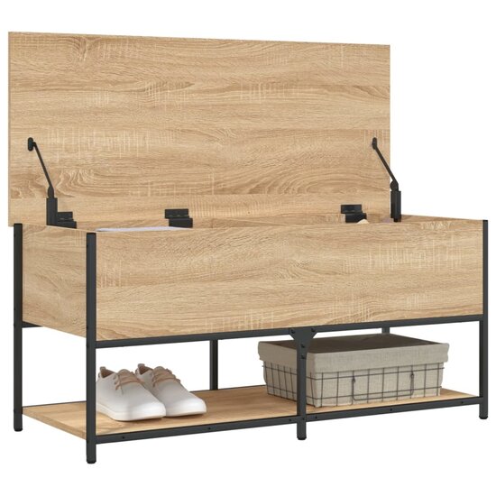 Opbergbankje 100X42,5X47 Cm Bewerkt Hout Kleurig 100 x 42.5 x 47 cm Sonoma eiken