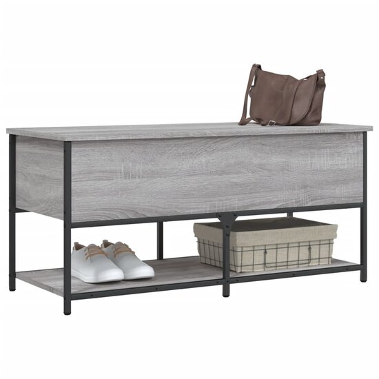 Opbergbankje 100X42,5X47 Cm Bewerkt Hout Eiken 100 x 42.5 x 47 cm Grijs sonoma