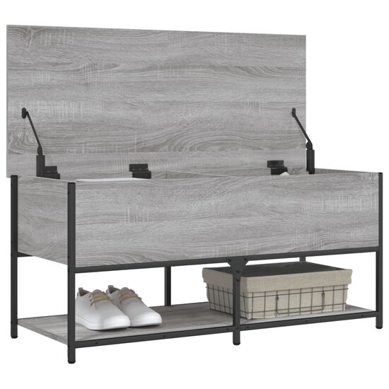 Opbergbankje 100X42,5X47 Cm Bewerkt Hout Eiken 100 x 42.5 x 47 cm Grijs sonoma
