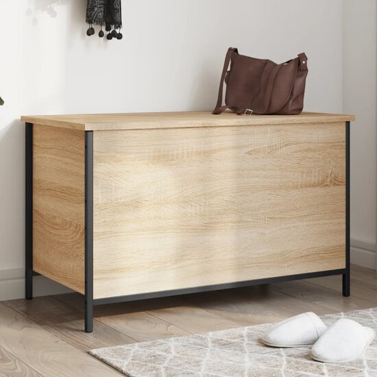 Opbergbankje 80x42,5x50 cm bewerkt hout sonoma eikenkleurig