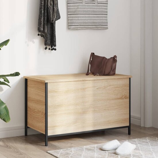 Opbergbankje 80x42,5x50 cm bewerkt hout sonoma eikenkleurig
