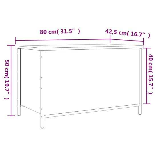 Opbergbankje 80x42,5x50 cm bewerkt hout sonoma eikenkleurig
