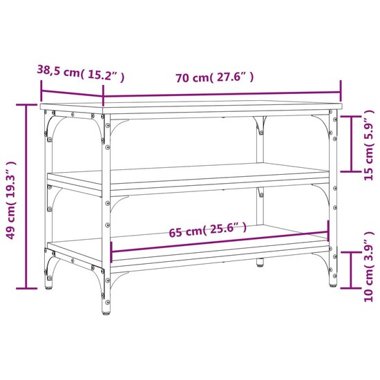 Schoenenbankje 70X38,5X49 Cm Bewerkt Hout 70 x 38.5 x 49 cm Zwart