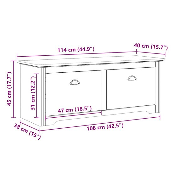 Gangbank Bodo 114X40X45 Cm Wit