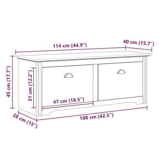 Gangbank BODO 114x40x45 cm grijs