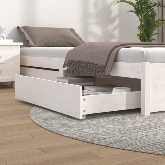 Bedlades 2 St Massief Grenenhout 95 x 103 x 18 cm Wit