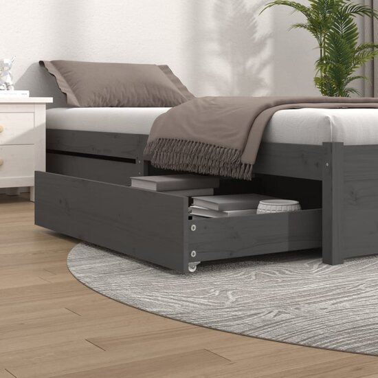 Bedlades 2 St Massief Grenenhout 95 x 103 x 18 cm Grijs
