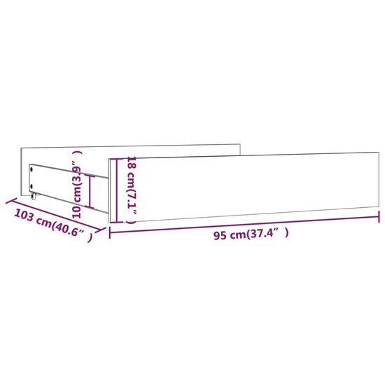 Bedlades 2 St Massief Grenenhout 95 x 103 x 18 cm Grijs