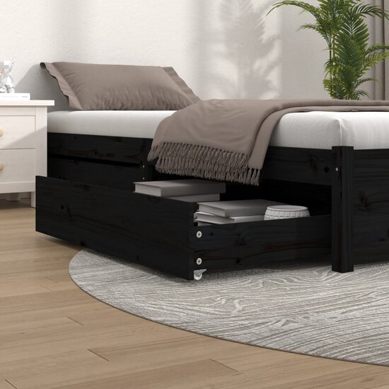 Bedlades 2 St Massief Grenenhout 95 x 103 x 18 cm Zwart