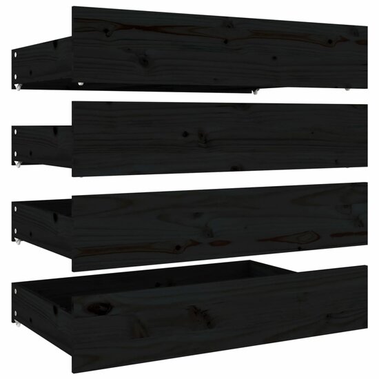 Bedlades 4 St Massief Grenenhout 90 x 57 x 18 cm Zwart