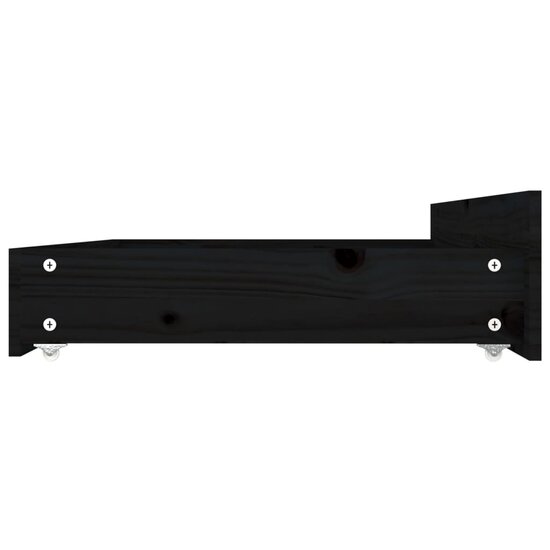 Bedlades 4 St Massief Grenenhout 90 x 57 x 18 cm Zwart