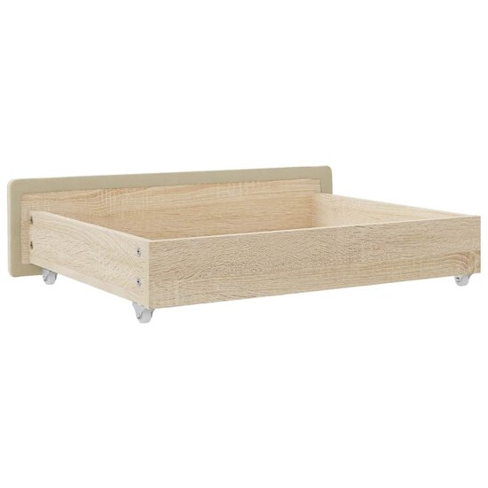Bedlades 2 St Bewerkt Hout En Stof Kleurig Cr&egrave;me