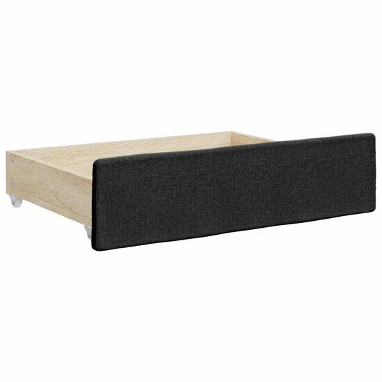Bedlades 2 st bewerkt hout en stof zwart