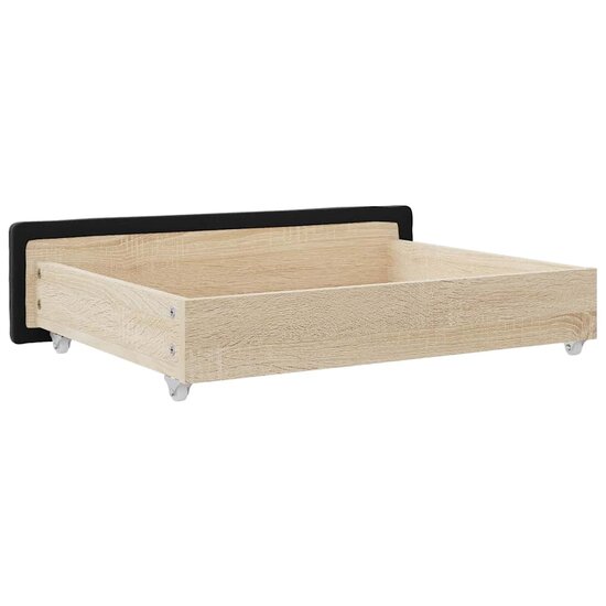 Bedlades 2 st bewerkt hout en stof zwart