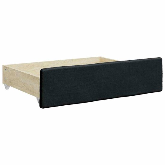 Bedlades 2 St Bewerkt Hout En Kunstleer Zwart