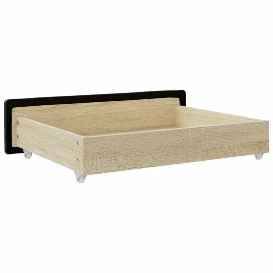 Bedlades 2 St Bewerkt Hout En Kunstleer Zwart