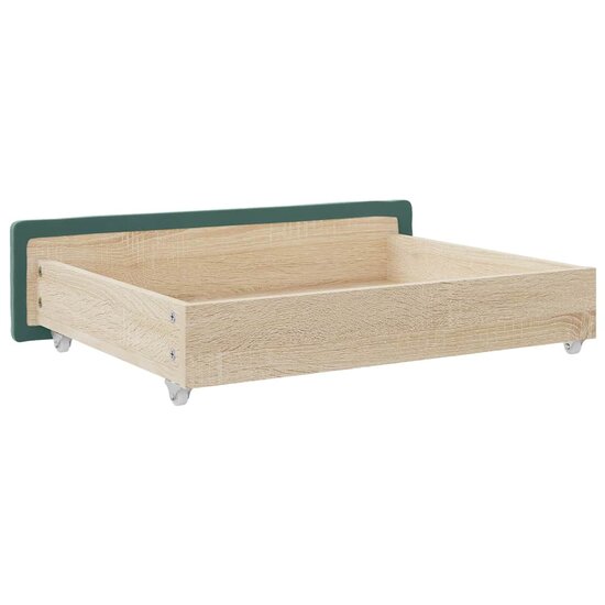 Bedlades 2 st bewerkt hout en fluweel donkergroen