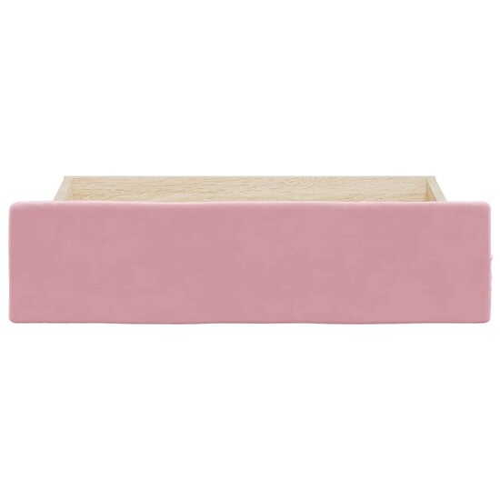 Bedlades 2 st bewerkt hout en fluweel roze