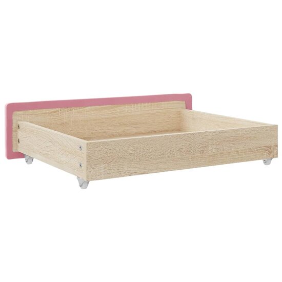 Bedlades 2 st bewerkt hout en fluweel roze