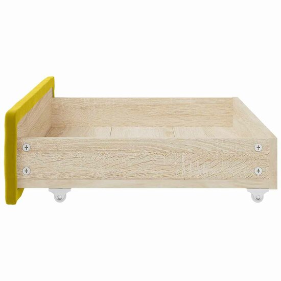 Bedlades 2 St Bewerkt Hout En Fluweel Geel