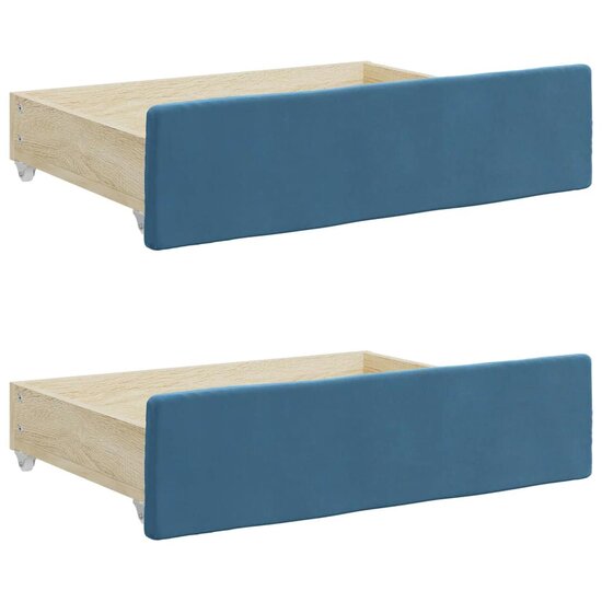 Bedlades 2 St Bewerkt Hout En Fluweel Blauw