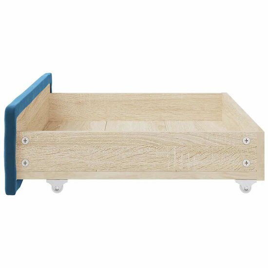 Bedlades 2 St Bewerkt Hout En Fluweel Blauw