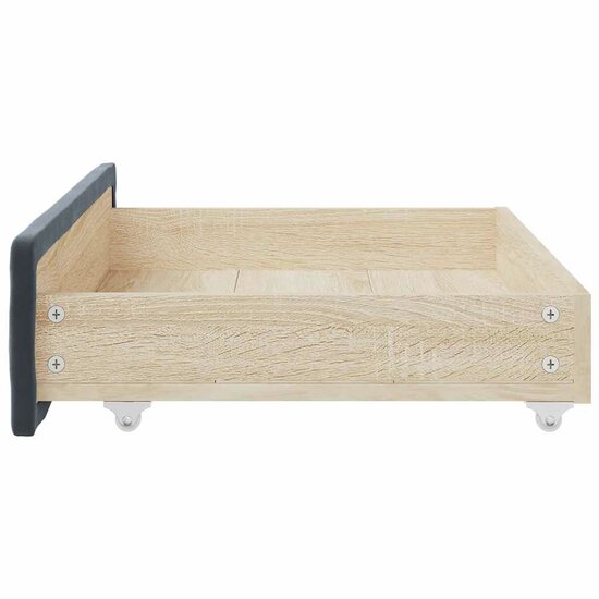 Opberglades Bed 2 St Bewerkt Hout En Donkergrijs Fluweel