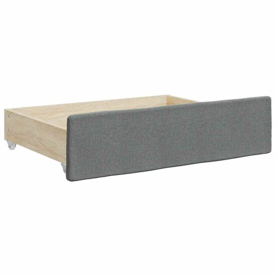 Opberglades bed 2 st bewerkt hout en stof donkergrijs