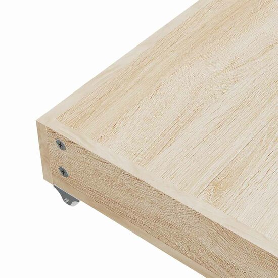 Opberglades bed 2 st bewerkt hout en stof donkergrijs