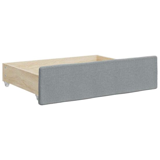 Opberglades bed 2 st bewerkt hout bewerkt hout stof lichtgrijs