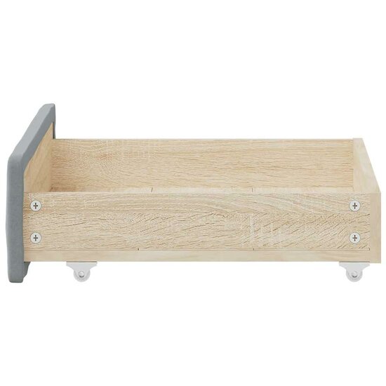 Opberglades bed 2 st bewerkt hout bewerkt hout stof lichtgrijs