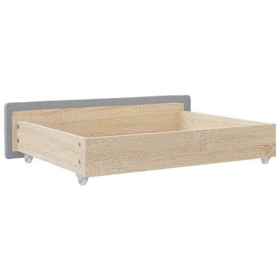 Opberglades bed 2 st bewerkt hout bewerkt hout stof lichtgrijs