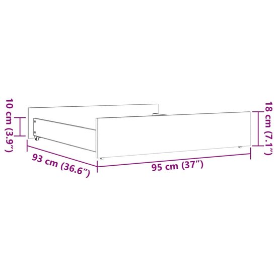Bedlades 2 St Massief Grenenhout 90 x 78 x 18 cm Wasbruin