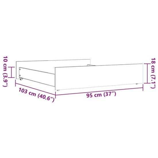 Bedlades 2 St Massief Grenenhout 95 x 103 x 18 cm Wasbruin