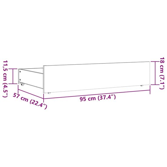 Bedlades 4 St Massief Grenenhout 95 x 57 x 18 cm Wasbruin