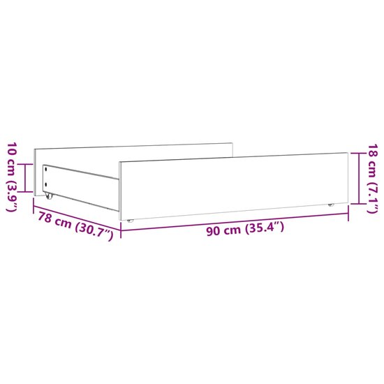 Bedlades 2 St Massief Grenenhout 95 x 93 x 18 cm Wasbruin