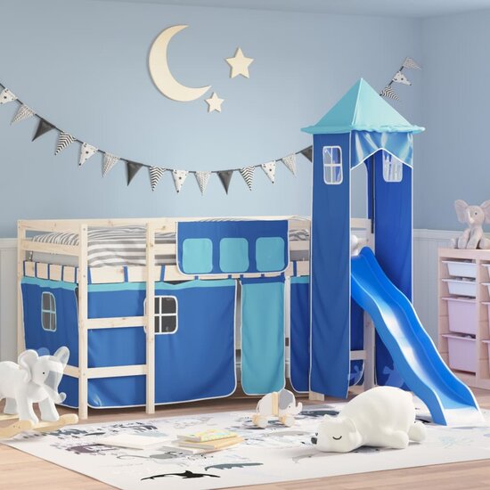 Gordijnen Voor Hoogslaper Met Toren Polyester Blauw