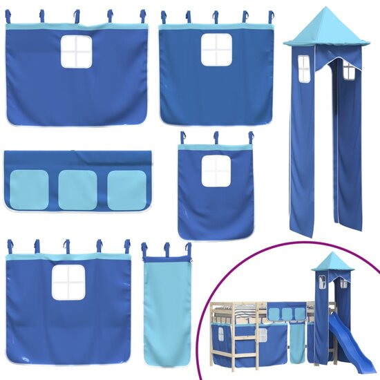 Gordijnen Voor Hoogslaper Met Toren Polyester Blauw