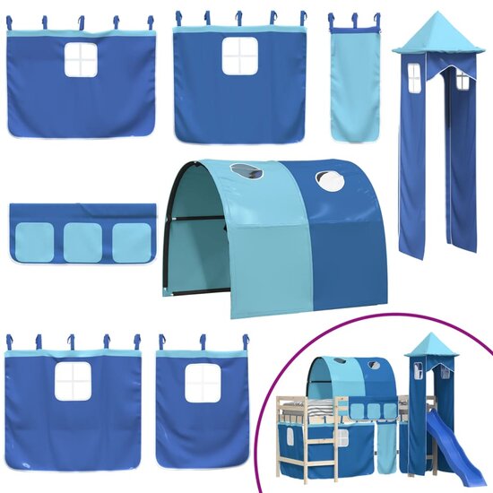 Gordijnen Voor Hoogslaper Met Tunnel En Toren Blauw