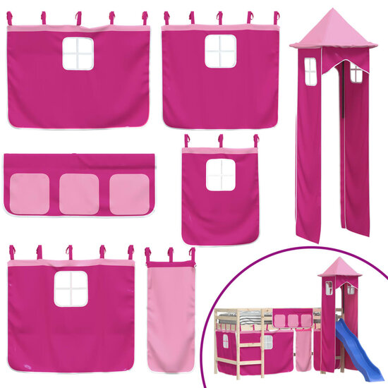 Gordijnen voor hoogslaper met tunnel polyester roze