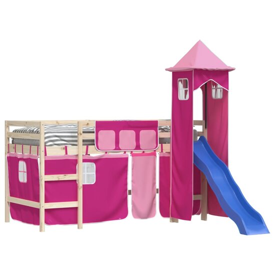 Gordijnen voor hoogslaper met tunnel polyester roze