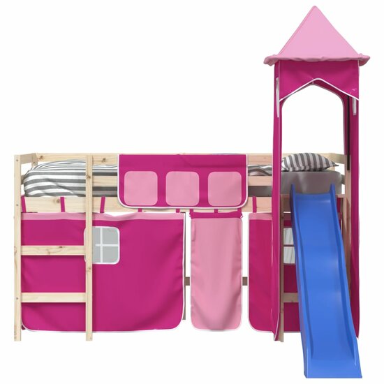 Gordijnen voor hoogslaper met tunnel polyester roze