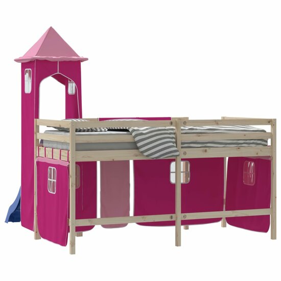 Gordijnen voor hoogslaper met tunnel polyester roze